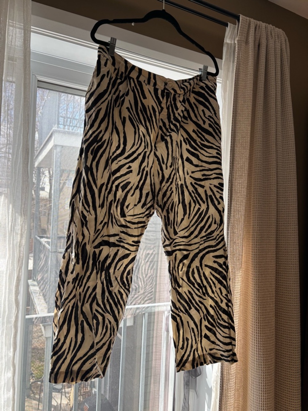 Cropped Cotton Zebra Pants
